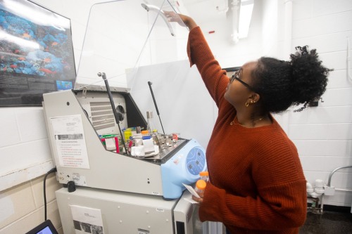 Student in lab