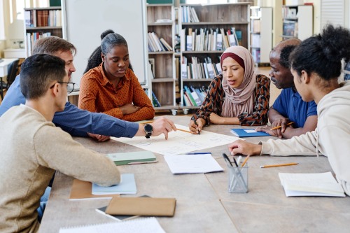 Students at a table